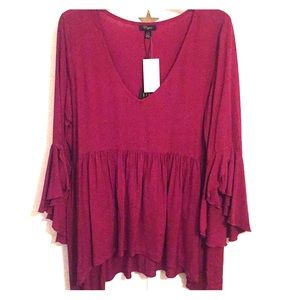 Long Flowy Cupio Blouse w/ bell sleeves